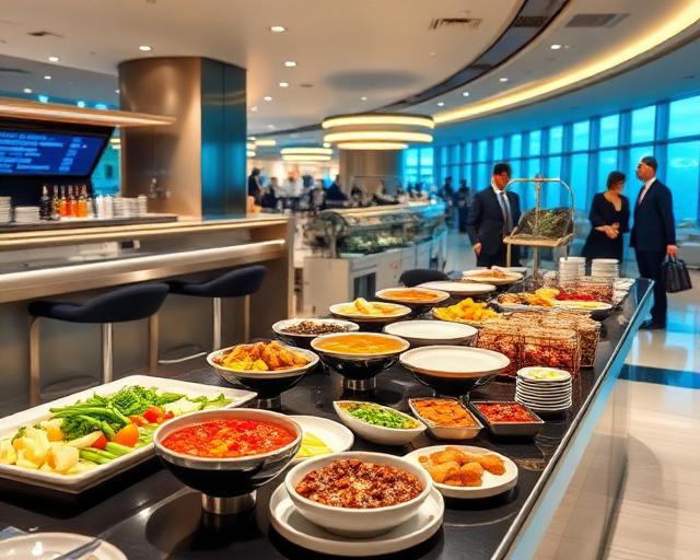Buffet de sala VIP con comida y bebidas incluidas