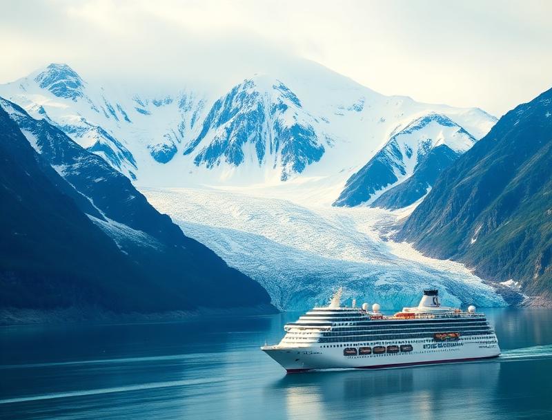 Paisajes de crucero por Alaska con glaciares y montañas