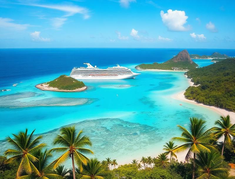 Hermoso destino de crucero por el Caribe con aguas turquesas